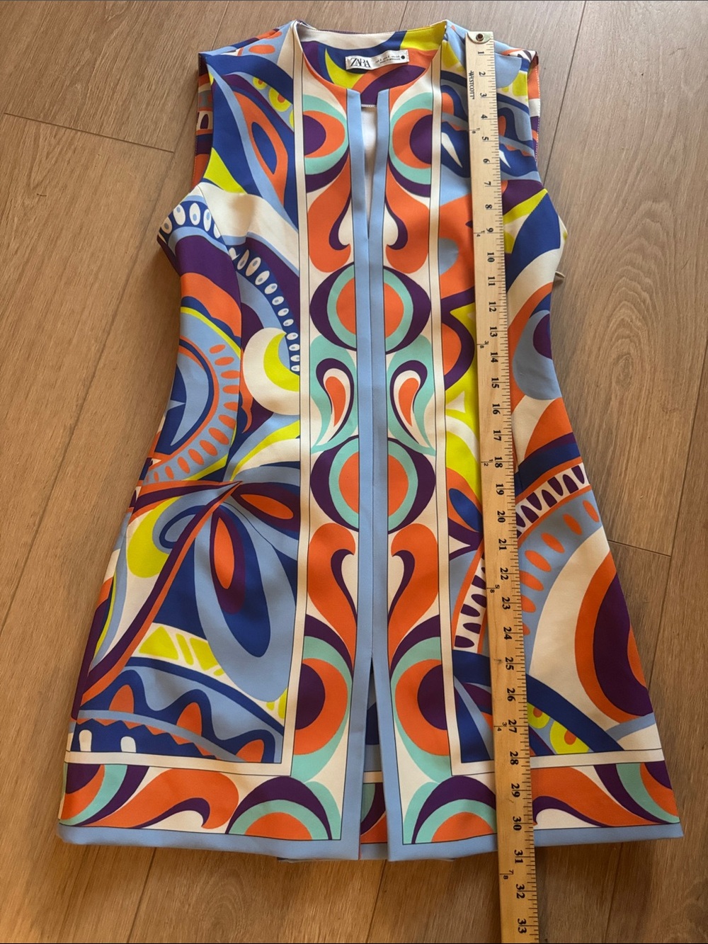 Zara Sleeveless Mod Retro Mini Dress Abstract Print Multi Size S - Picture 15 of 15